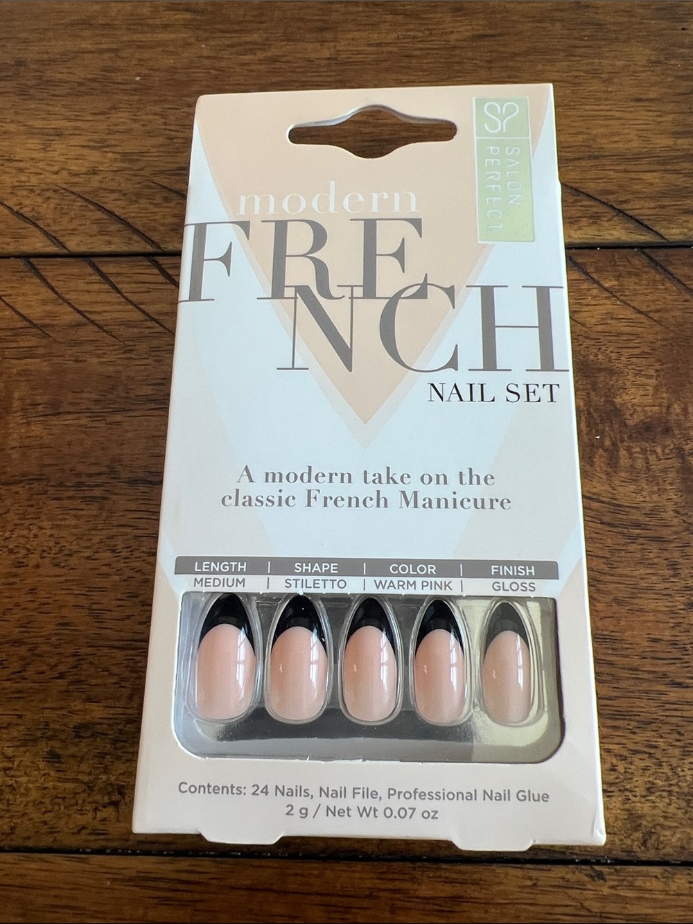 Salon Perfect Modern French Warm Pink Stiletto Press-On Nails